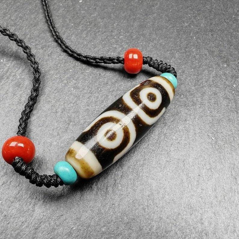 3 Eyes Dzi Bead Amulet,37*12mm - Gandhanra-ART