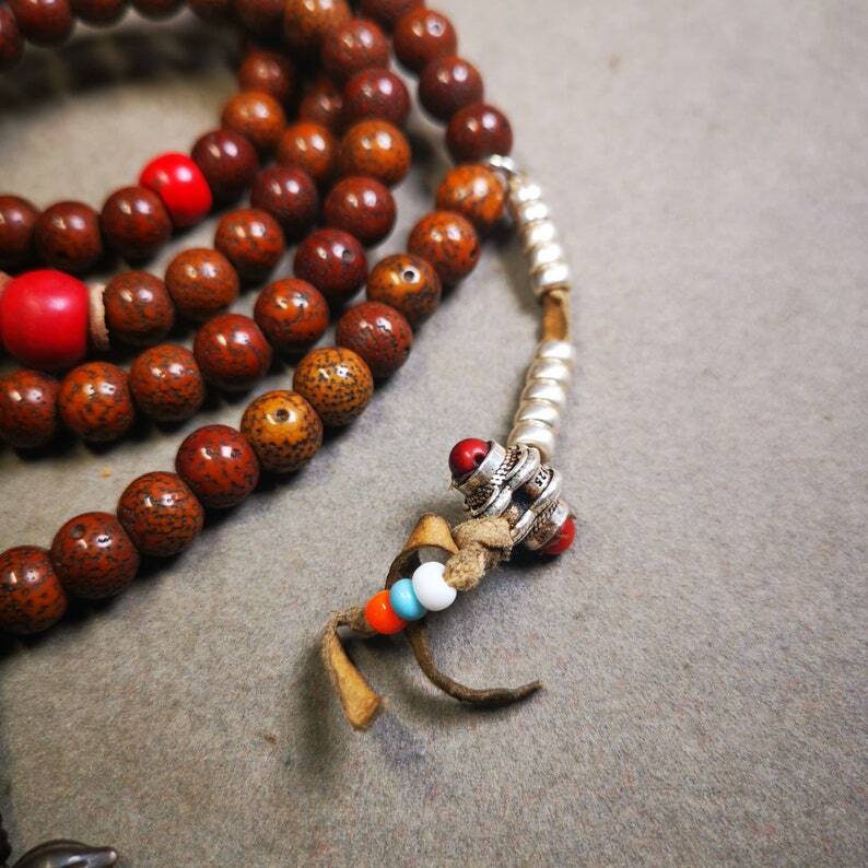 Old 108 Lotus Seed Mala,Prayer Beads 35.4"