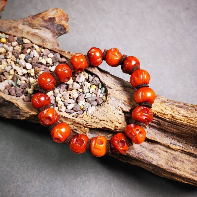 Wrist Mala Bracelet,10mm Skull - Gandhanra-ART