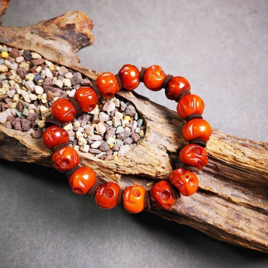 Wrist Mala Bracelet,10mm Skull - Gandhanra-ART