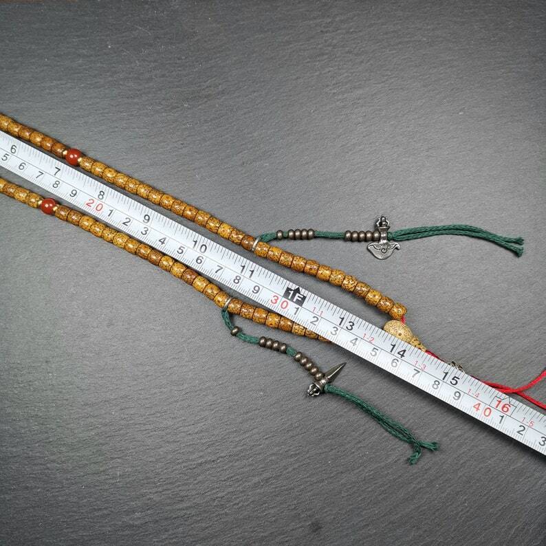 Mala mit Lotusperlen, 7 mm große Gebetsperlen-Halskette, 71 cm