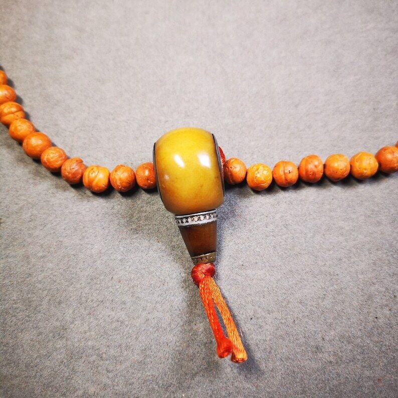 Yak Bone 3-Hole Prayer Bead,Mala Bead,0.95"