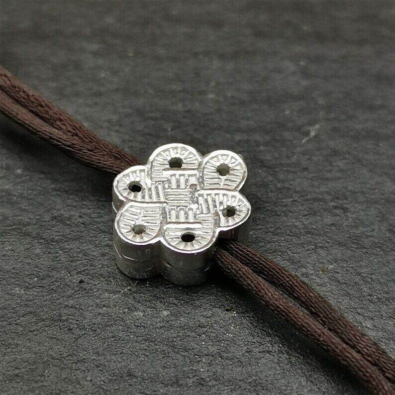 Mala Bead Pendant,Sterling Silver Lucky Knot Bead,Endless Knot - Gandhanra-ART