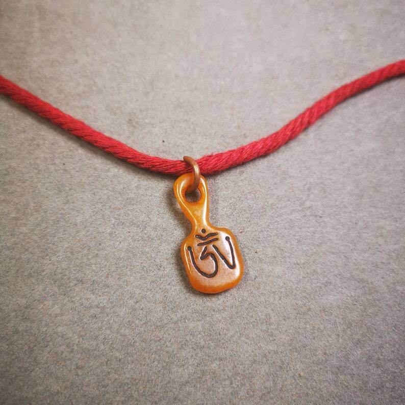 Yak Bone Carved OM Letter Prayer Bead Pendant - Gandhanra-ART