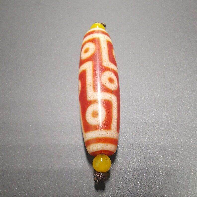 Fire Agate 9 Eyes Dzi Bead - Gandhanra-ART