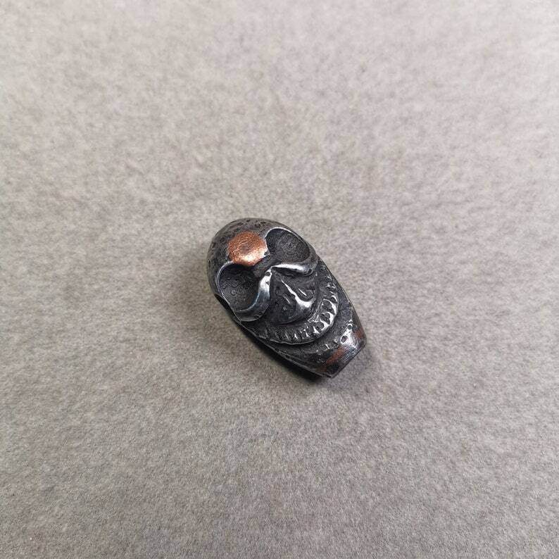 Mala Guru Bead, Skull Shape T-drilled 3-Hole Bead - Gandhanra-ART