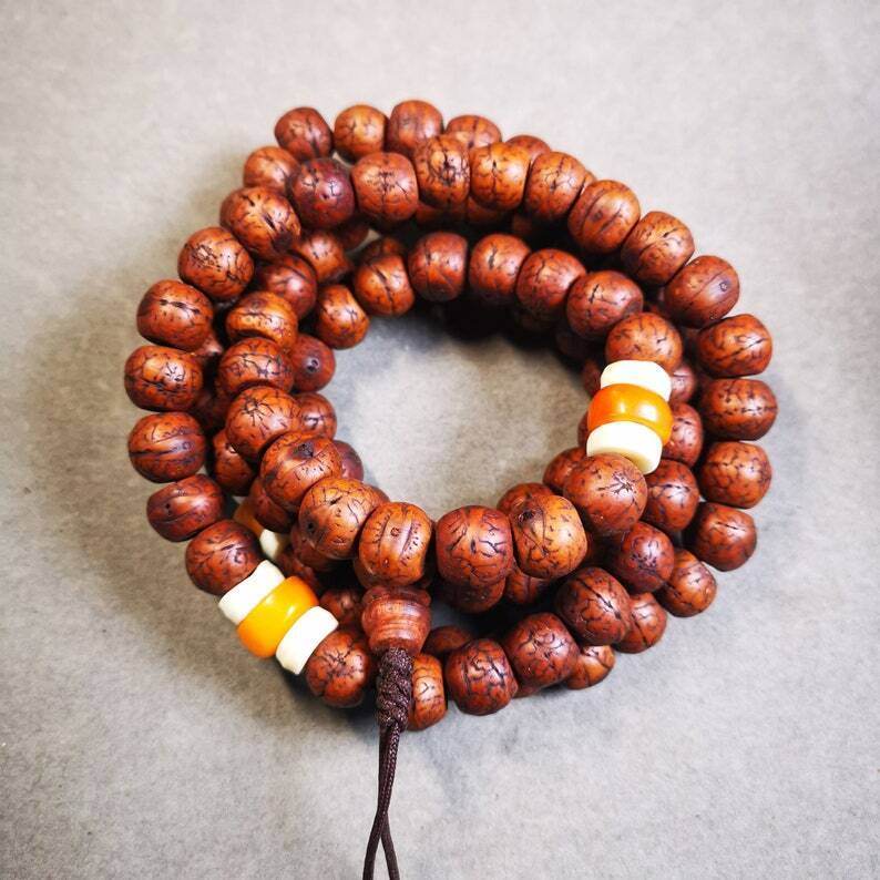 Old 108 Bodhi Beads Mala,13mm Prayer Beads for Meditation - Gandhanra-ART