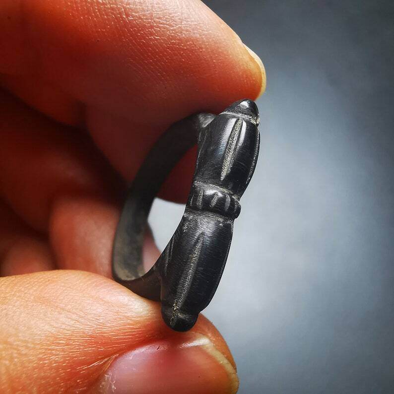 Vajra Ring,Made of Yak Horn,Buddhist Protection Jewelry - Gandhanra-ART