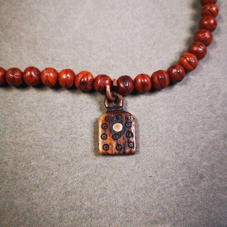 Yak Bone Carved Mantra Dot Prayer Bead Pendant - Gandhanra-ART