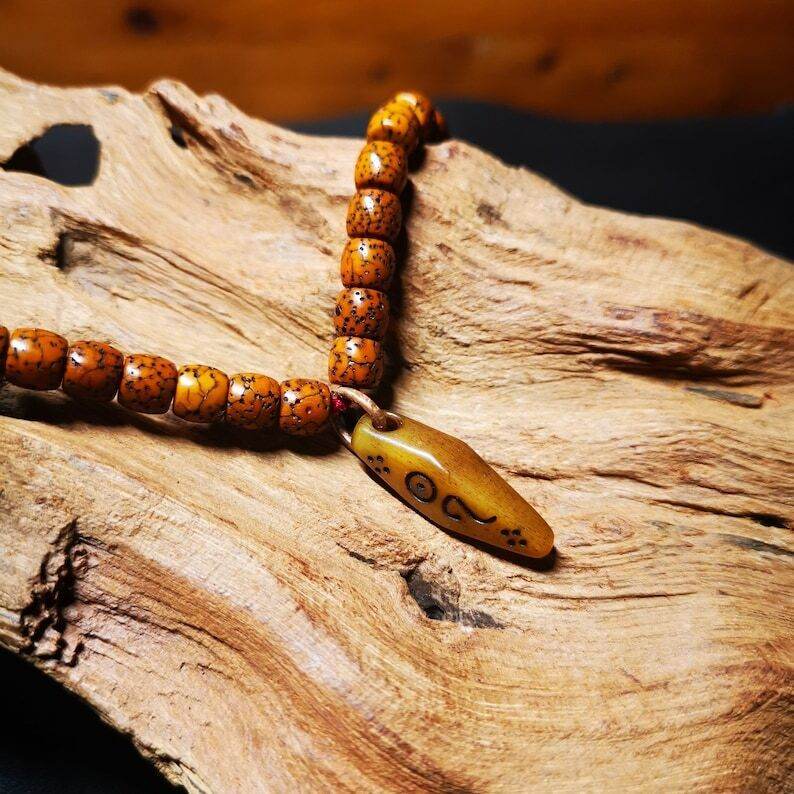 Yak Bone Carved Mani Jewel Prayer Bead Pendant - Gandhanra-ART