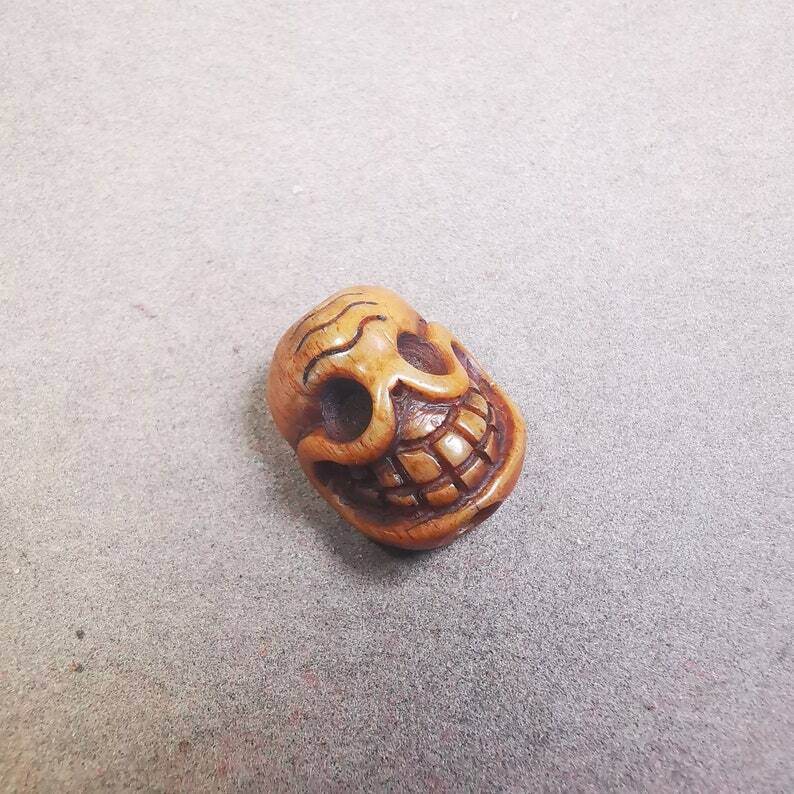 Yak Bone Carved Citipati Skull Amulet Pendant,Spacer Bead for Mala - Gandhanra-ART