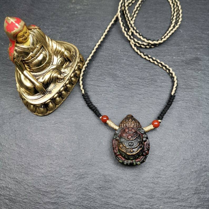 Old Tibetan Tsa Tsa Mold Amulet, Scorpion Guru of Padmasambhava