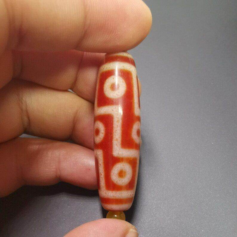Fire Agate 9 Eyes Dzi Bead - Gandhanra-ART