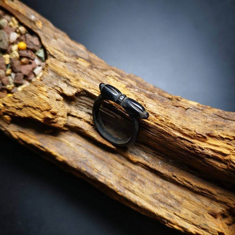 Vajra Ring,Made of Yak Horn,Buddhist Protection Jewelry - Gandhanra-ART