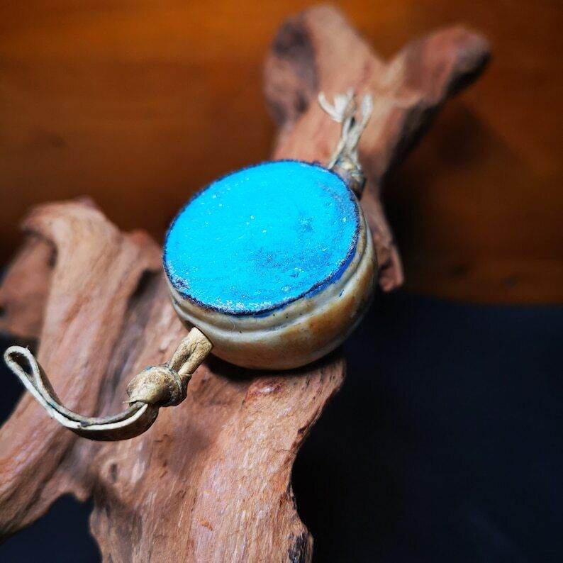 Buddhist Yak Bone Carved Damaru Drum,Mini Chod Drum - Gandhanra-ART
