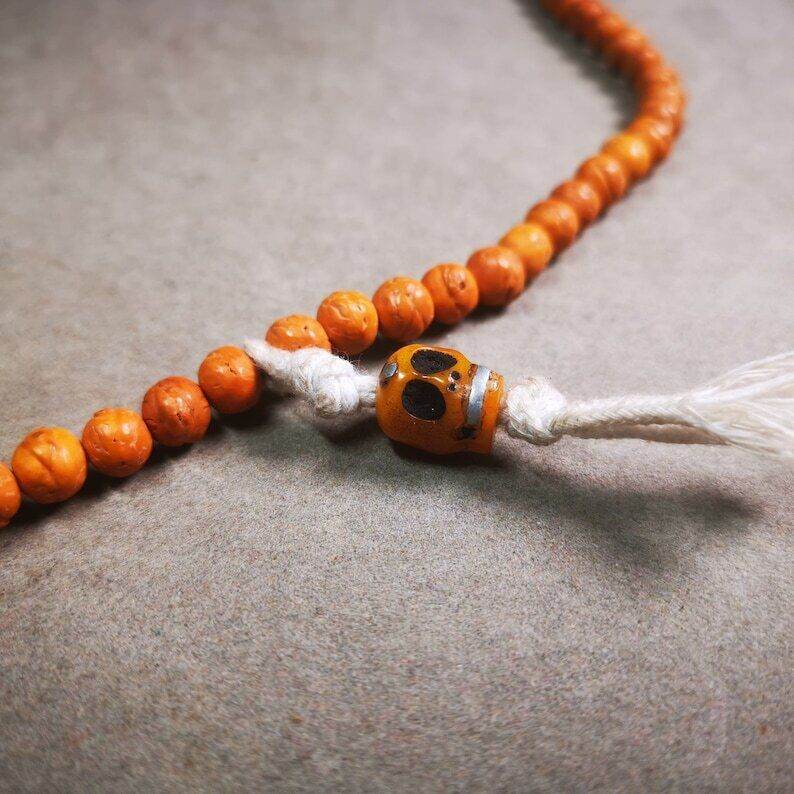 Yak Bone Carved Skull Prayer Bead Pendant,Bead Counter Clip Amulet for Mala - Gandhanra-ART