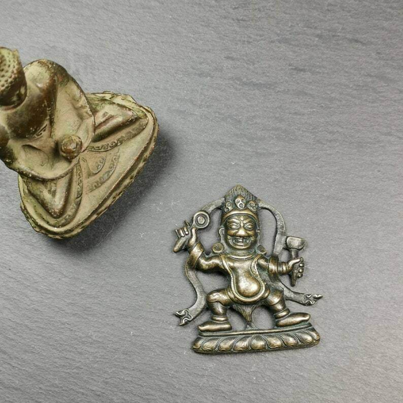 Tibetan Buddhist Statue,Mahakala Holding a Drum - Gandhanra-ART