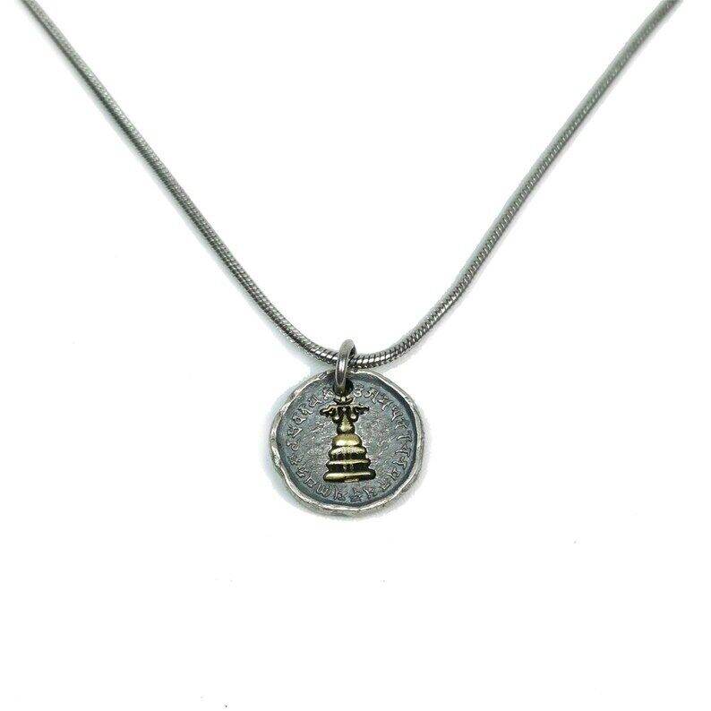 Tibetan Buddhism Lucky Charm, Silver Amulet of Mahakala,Ganesha Elephant,Stupa - Gandhanra-ART