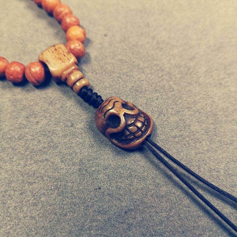 Yak Bone Carved Citipati Skull Amulet Pendant,Spacer Bead for Mala - Gandhanra-ART