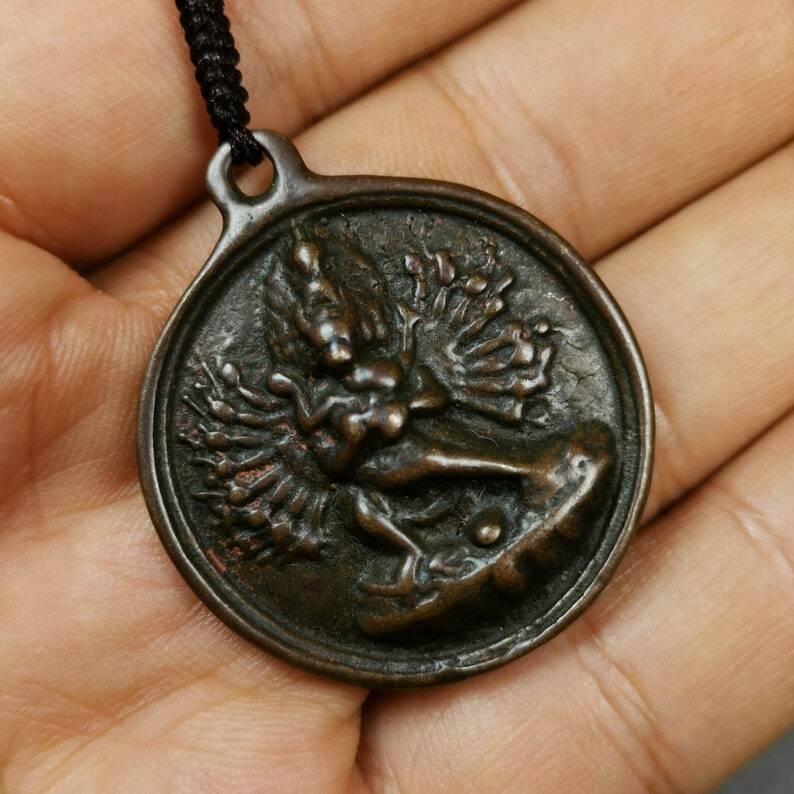 Gandhanra Antique Tibetan Thokcha Amulet,Chakrasamvara with Vajravarahi Badge