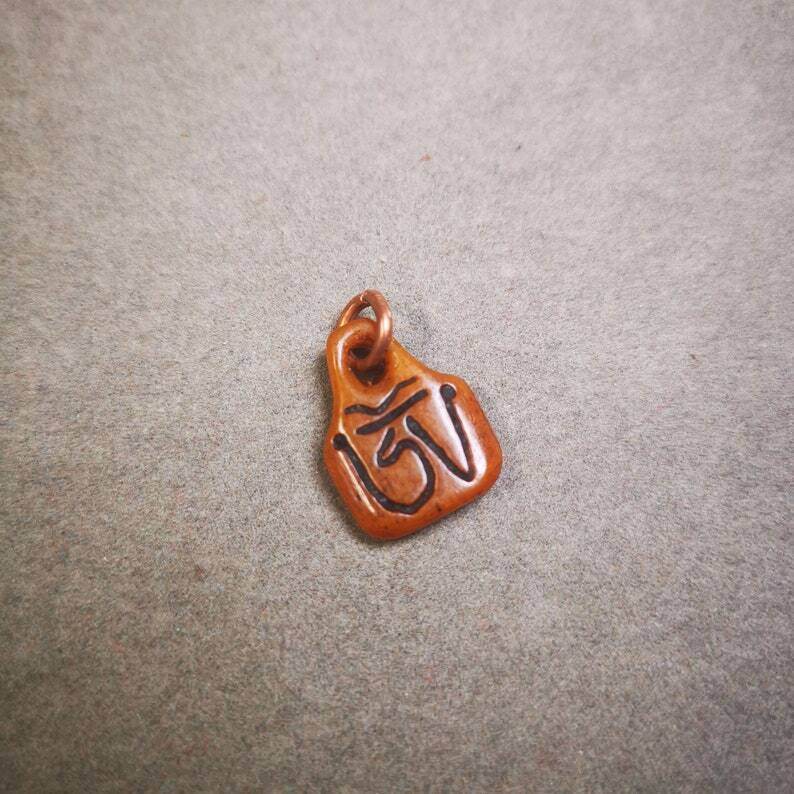 Yak Bone Carved OM Letter Prayer Bead Pendant - Gandhanra-ART