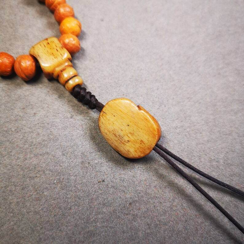 Yak Bone Carved Citipati Skull Amulet Pendant,Spacer Bead for Mala - Gandhanra-ART