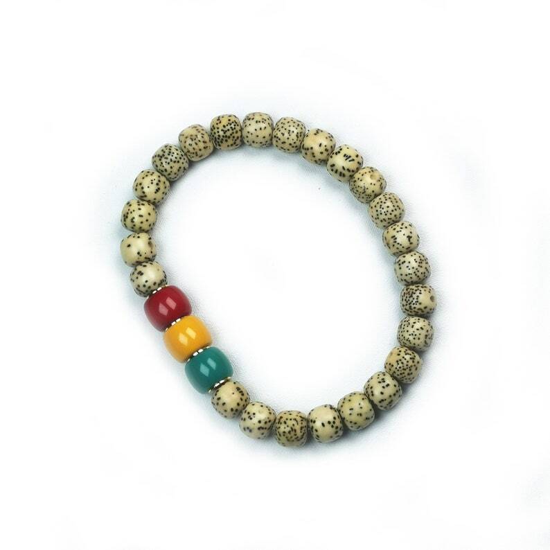 Wrist Mala, Lotus Seed Beads Bracelet,Wrist Prayer Bead,8" Length Gandhanra-ART