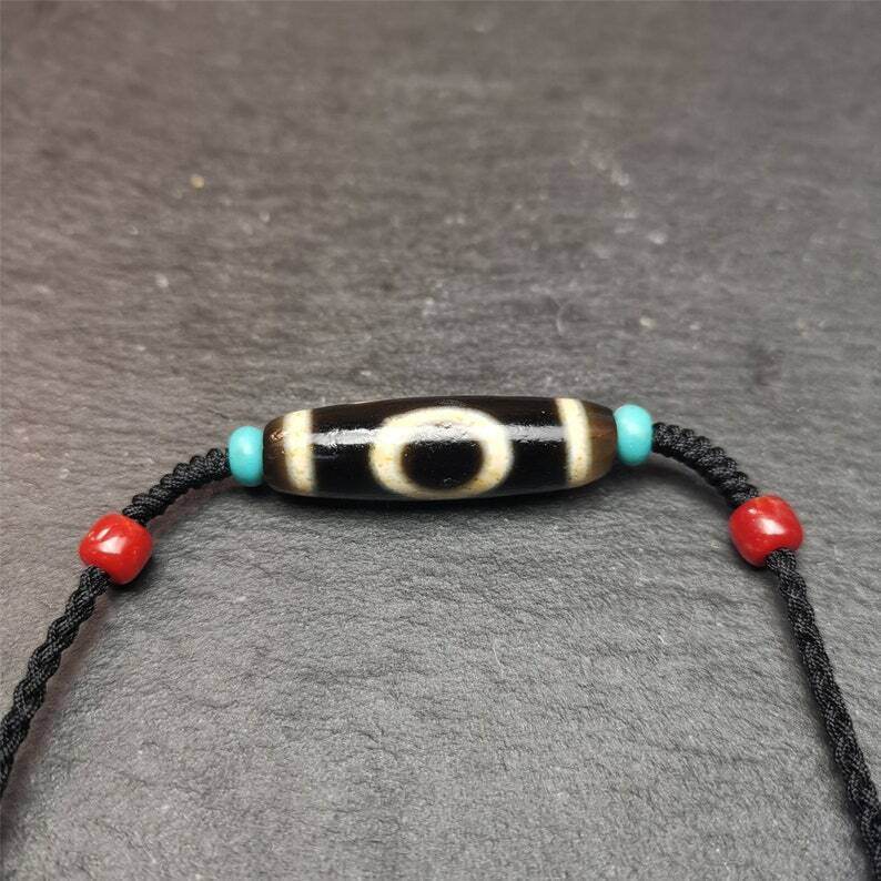 Tibetan Sky & Earth Dzi Bead Necklace,30 Years Old - Gandhanra-ART