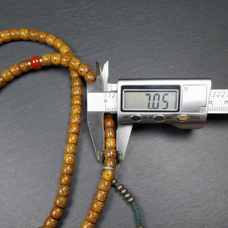 Mala mit Lotusperlen, 7 mm große Gebetsperlen-Halskette, 71 cm