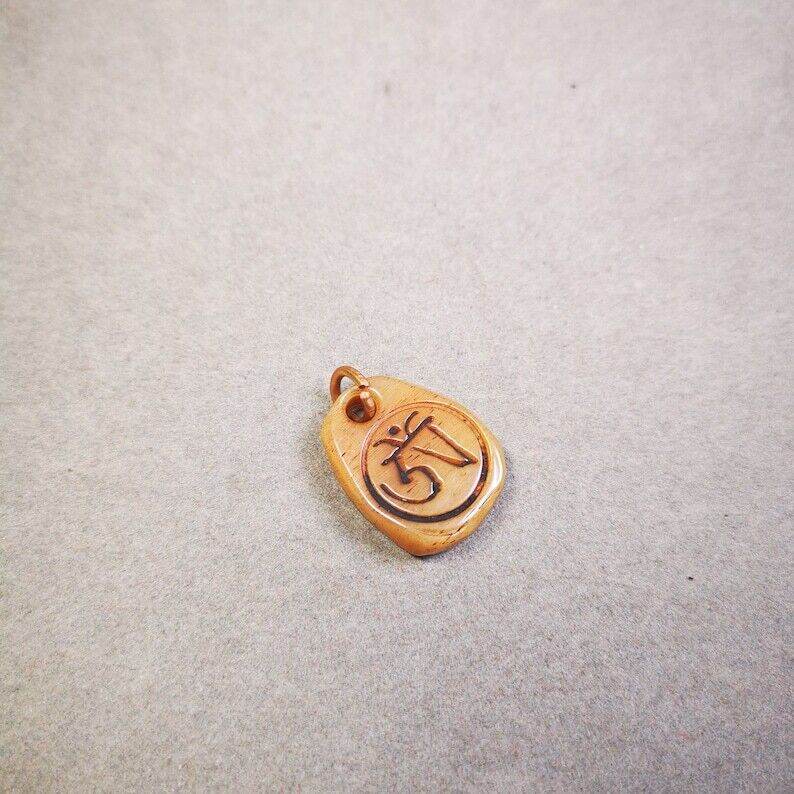 Yak Bone Carved Amulet,Om Pendant for Mala,Bag Hanging - Gandhanra-ART
