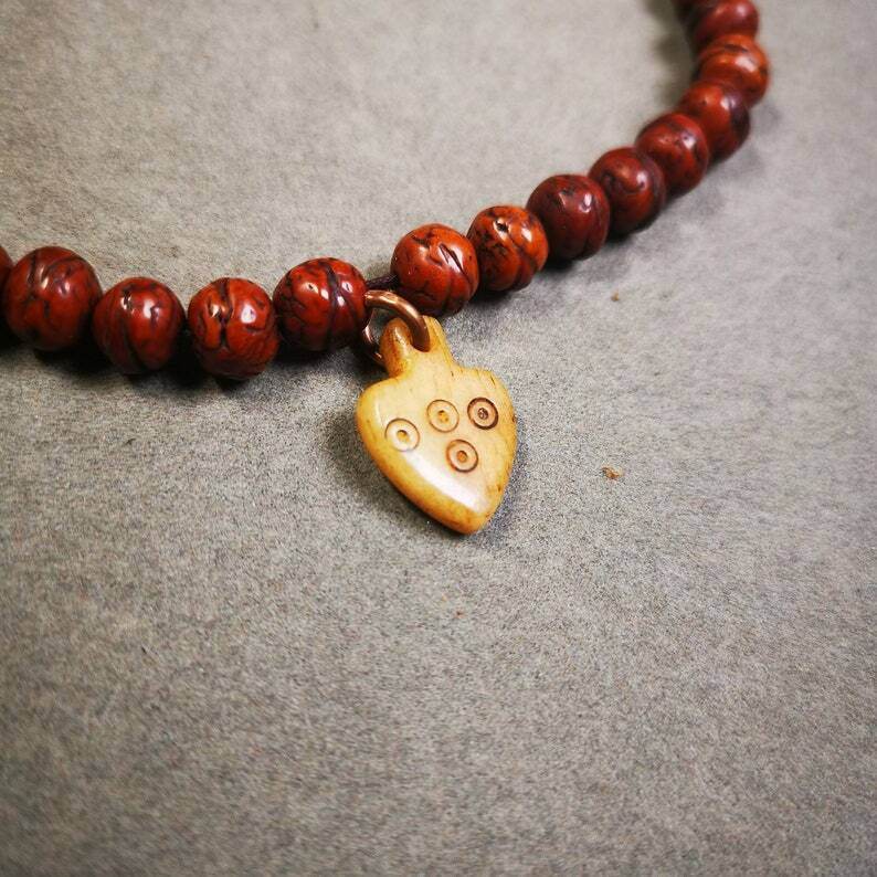 Yak Bone Carved Mantra Dot Prayer Bead Pendant - Gandhanra-ART