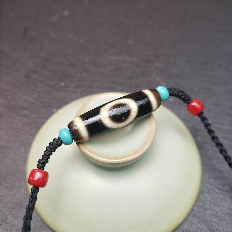 Tibetan Sky & Earth Dzi Bead Necklace,30 Years Old - Gandhanra-ART