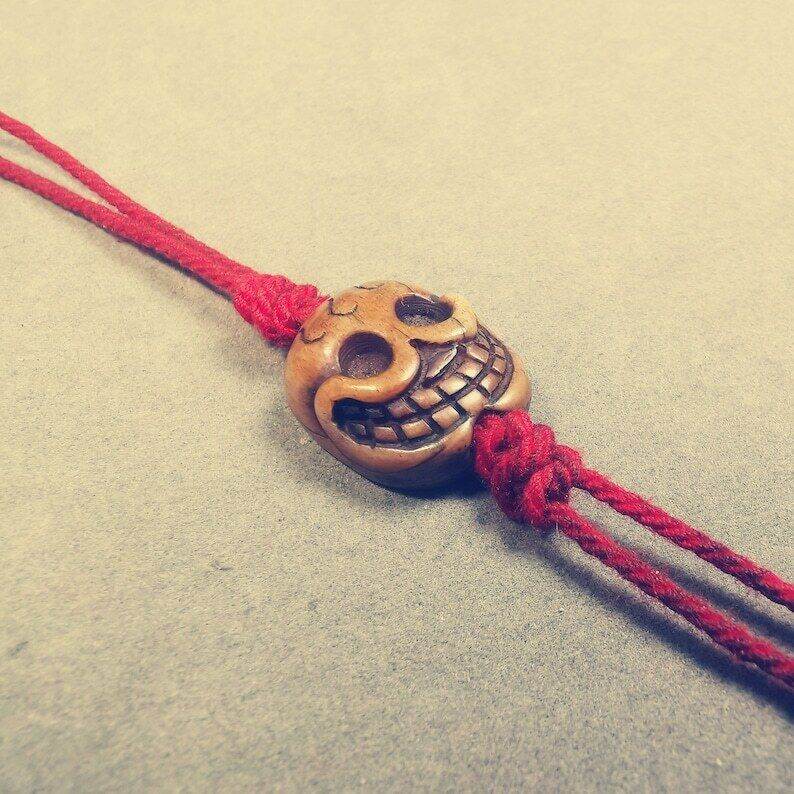 Yak Bone Carved Citipati Skull Amulet Pendant,Spacer Bead for Mala - Gandhanra-ART