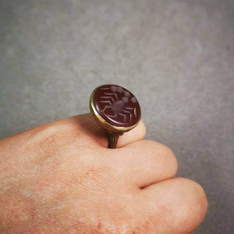 Old West Asian Ring,Made of Ruby and Copper,From Pakistan - Gandhanra-ART