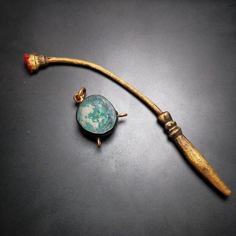 Buddhist Yak Bone Carved Damaru Drum,Mini Chod Drum - Gandhanra-ART