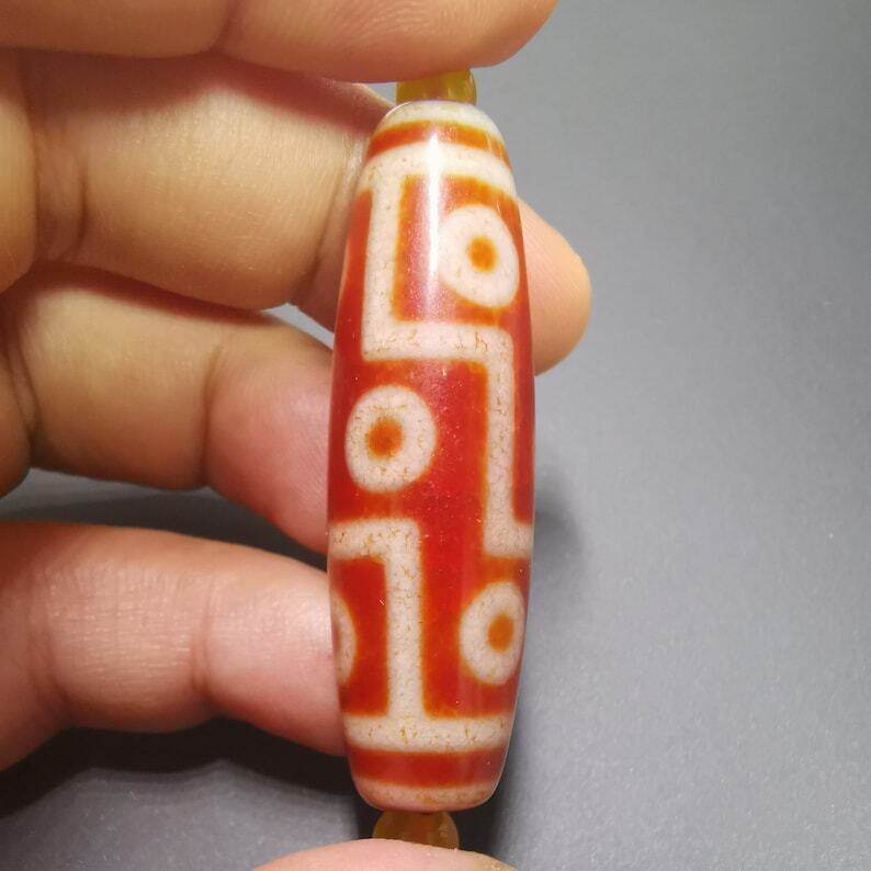 Fire Agate 9 Eyes Dzi Bead - Gandhanra-ART