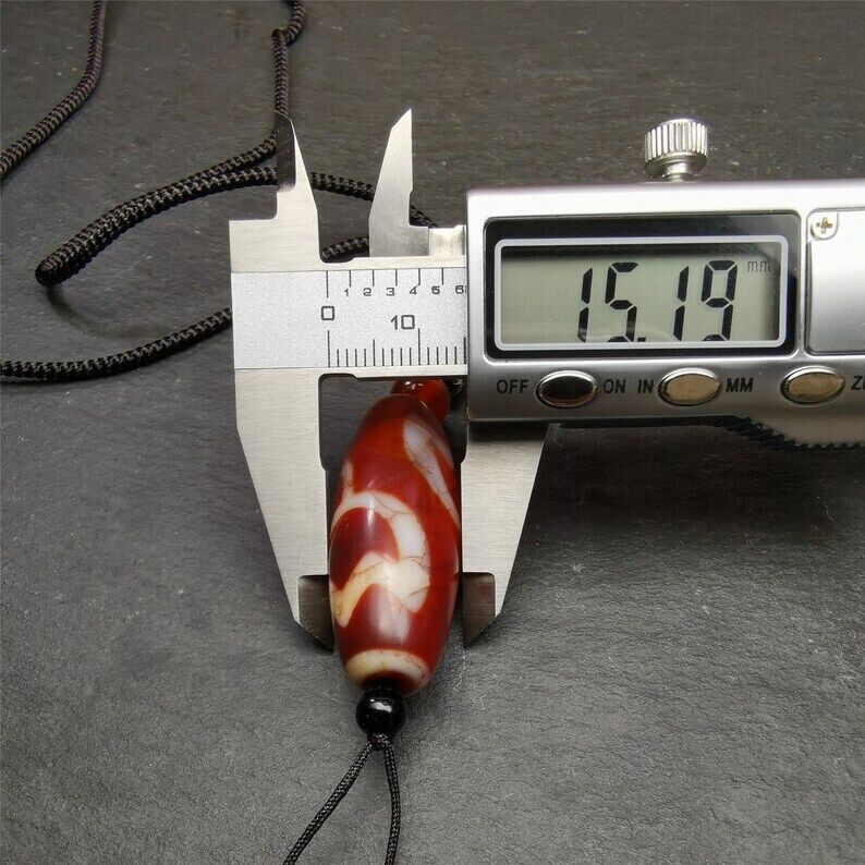 Fire Agate Lotus Dzi Bead Necklace,1.57" × 0.75" Gandhanra-ART