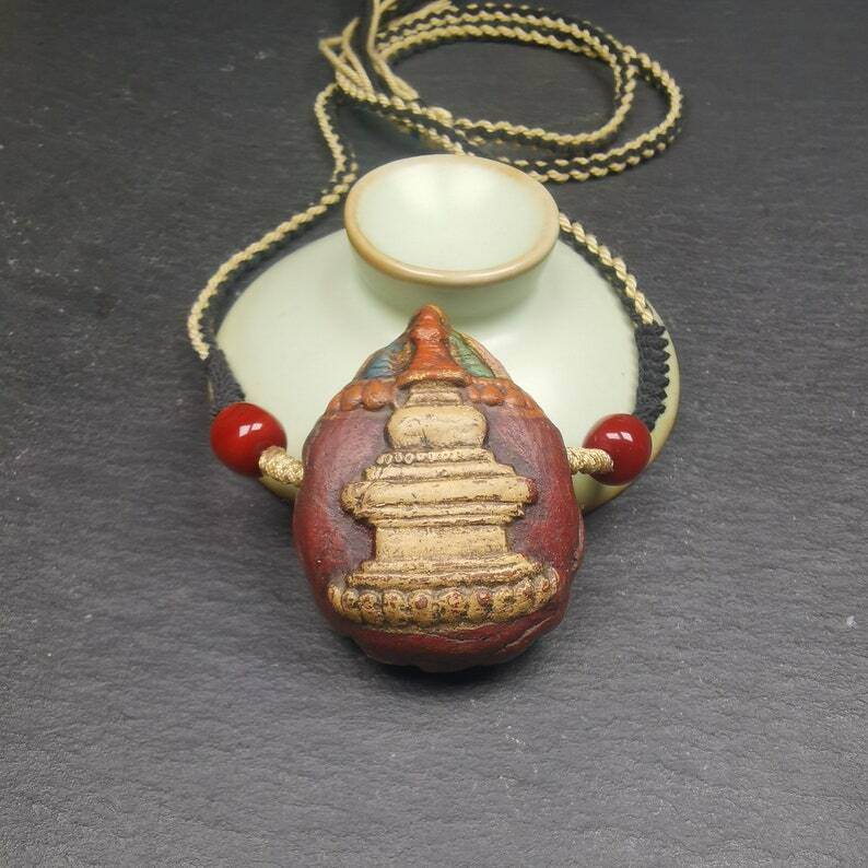Stupa Tsa Tsa Amulet, Scorpion Guru of Padmasambhava, Scorpion Terma Pendant - Gandhanra-ART