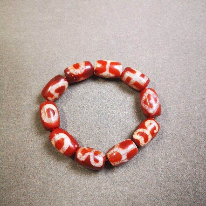 Fire Agate Dzi Bead Bracelet - Gandhanra-ART