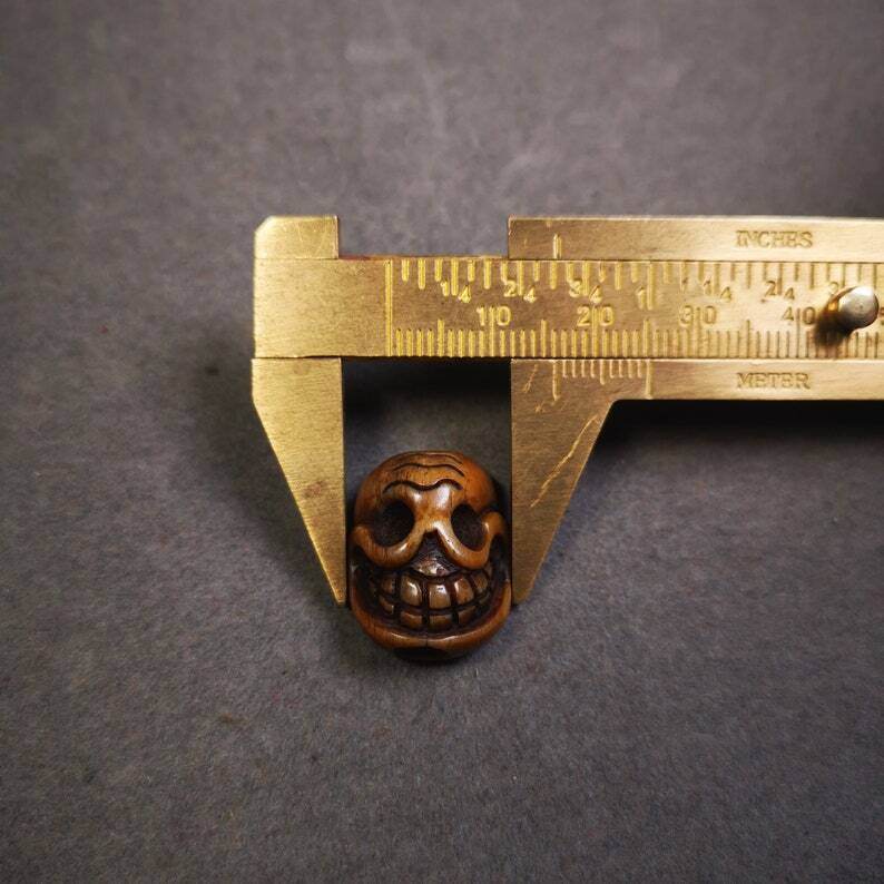 Yak Bone Carved Citipati Skull Amulet Pendant,Spacer Bead for Mala - Gandhanra-ART