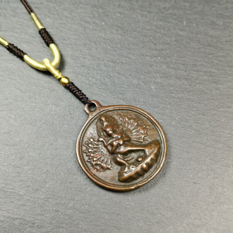 Gandhanra Antique Tibetan Thokcha Amulet,Chakrasamvara with Vajravarahi Badge