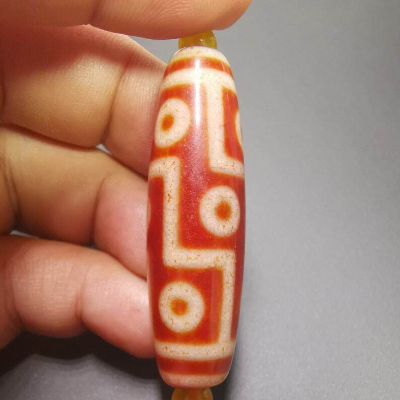 Fire Agate 9 Eyes Dzi Bead - Gandhanra-ART