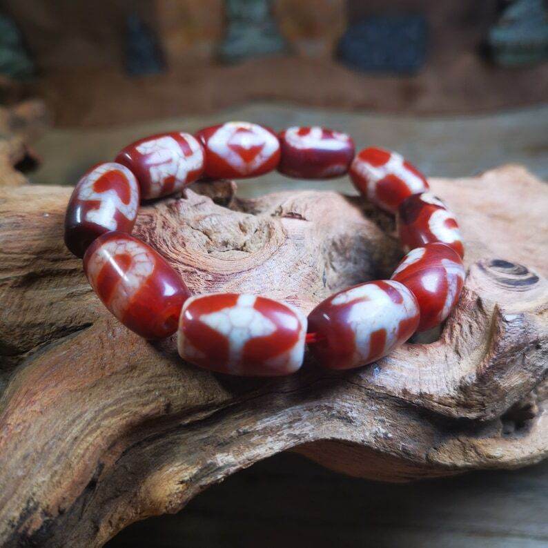 Fire Agate Dzi Bead Bracelet - Gandhanra-ART