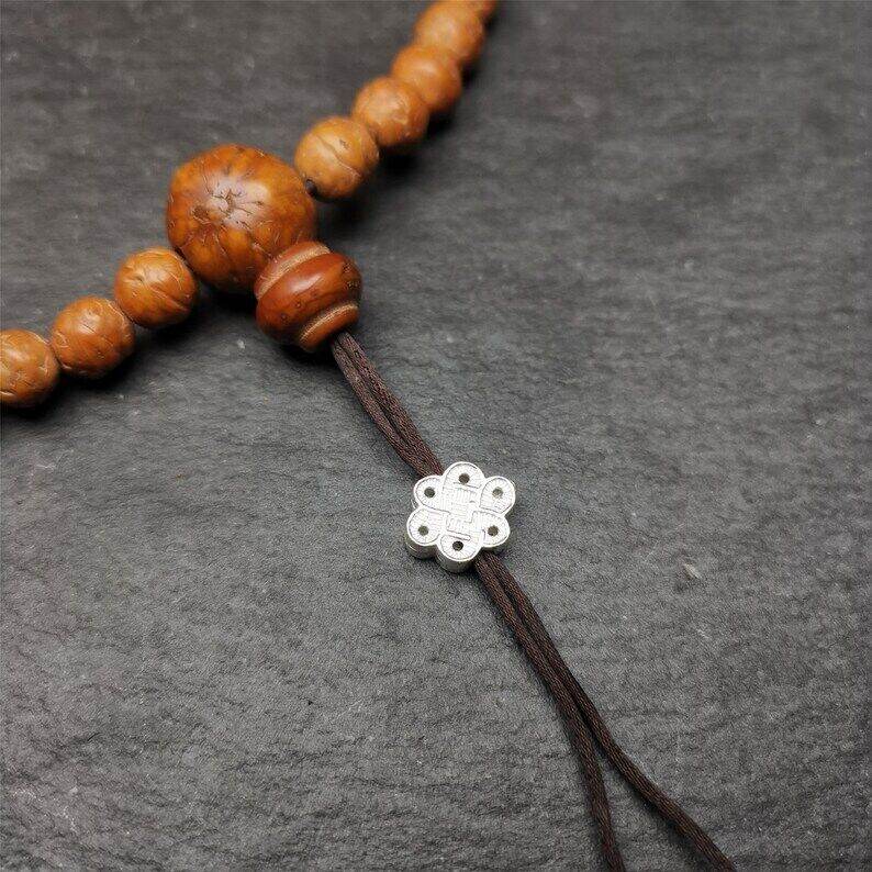 Mala Bead Pendant,Sterling Silver Lucky Knot Bead,Endless Knot - Gandhanra-ART