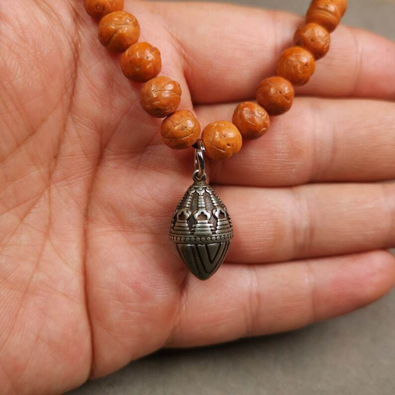 Mala Pendant,Niangla Tsa Tsa Stupa Gau Shrine Amulet - Gandhanra-ART