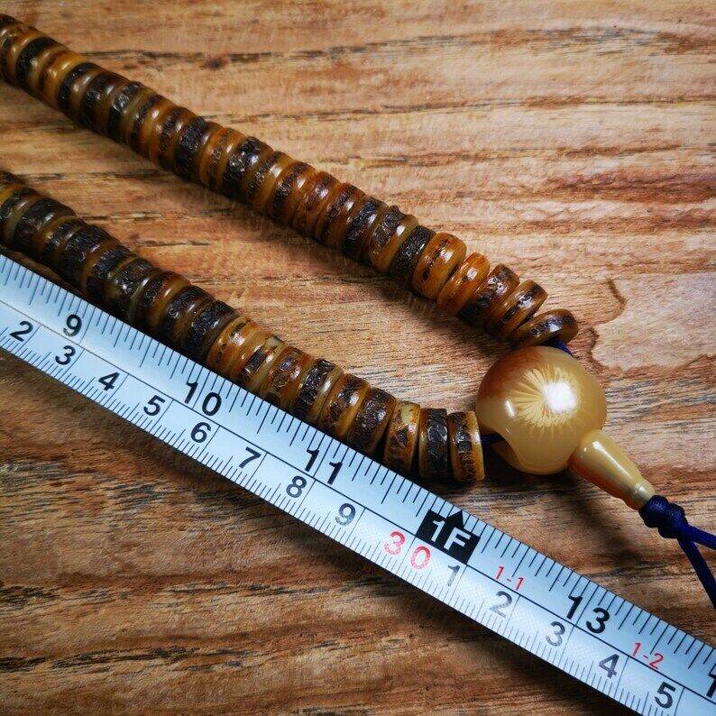 Yak Bone Mala, Hand-carved Tibetan Prayer Beads - Gandhanra-ART