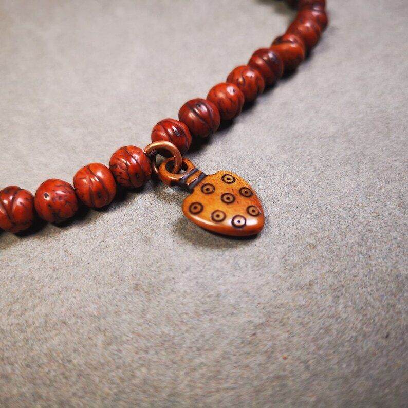 Yak Bone Carved Mantra Dot Prayer Bead Pendant - Gandhanra-ART