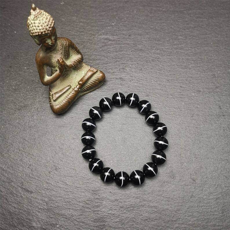 Black Agate Prayer Beads Bracelet - Gandhanra-ART