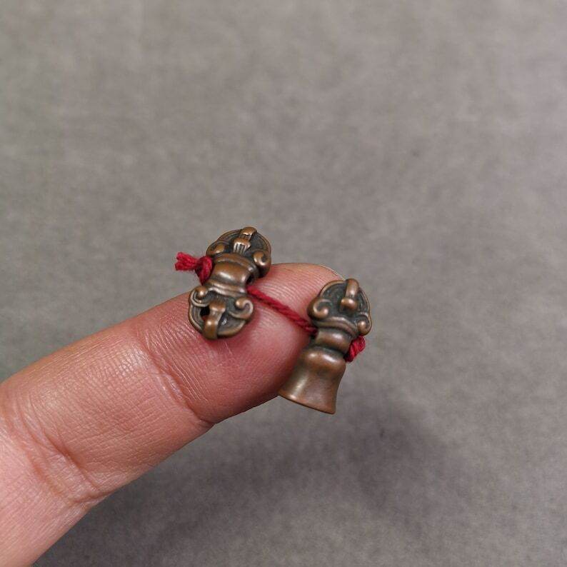 Amulet Pendant,Mini Vajra and Dorje Bell, Mala Accessories - Gandhanra-ART