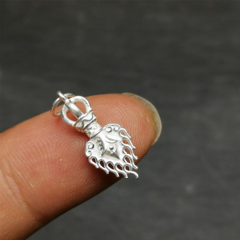 Tibetan Buddhism Amulet, Fire Vajra Sword of Manjushri,Sterling Silver